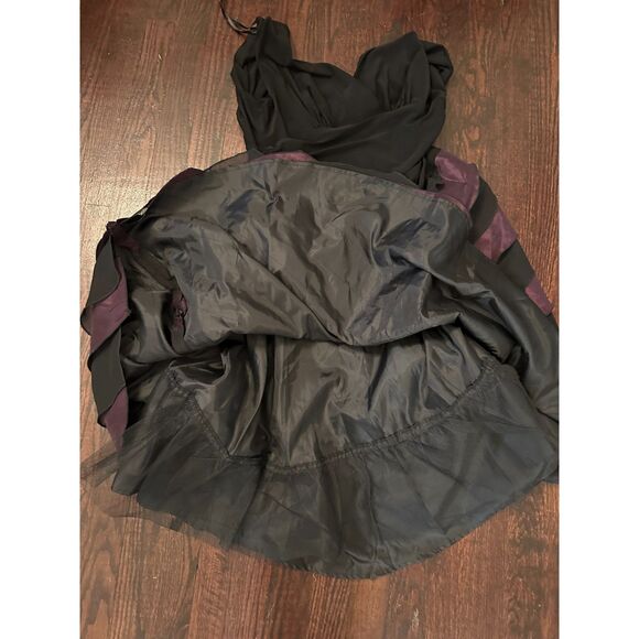 Whimsigoth Black Purple Midi Dress Size 8 - Picture 8 of 8